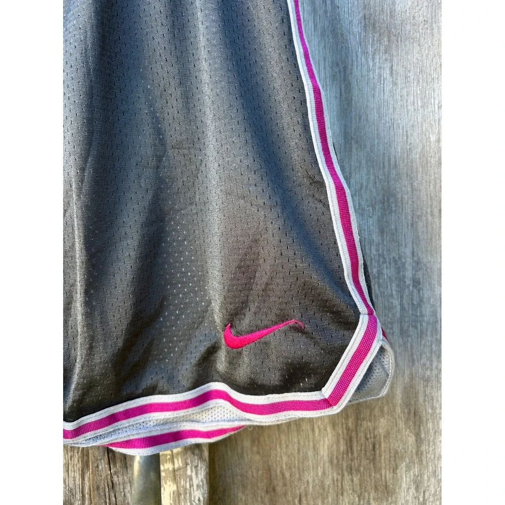 Nike Dri-FIT Women Large Mesh Basketball Shorts Gray Pink Y2K Running Gym Sporty